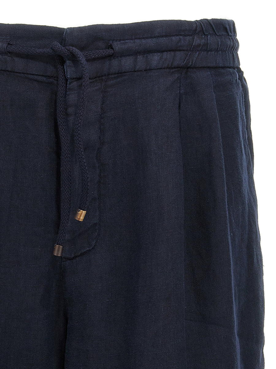 Brunello Cucinelli Linen Bermuda Shorts Blue 100 Percent Linen With Drawstring