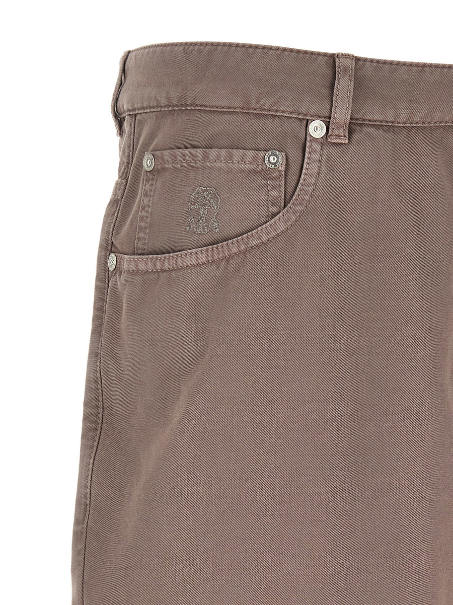 Brunello Cucinelli Brown Five Pocket Cotton Trousers for Women