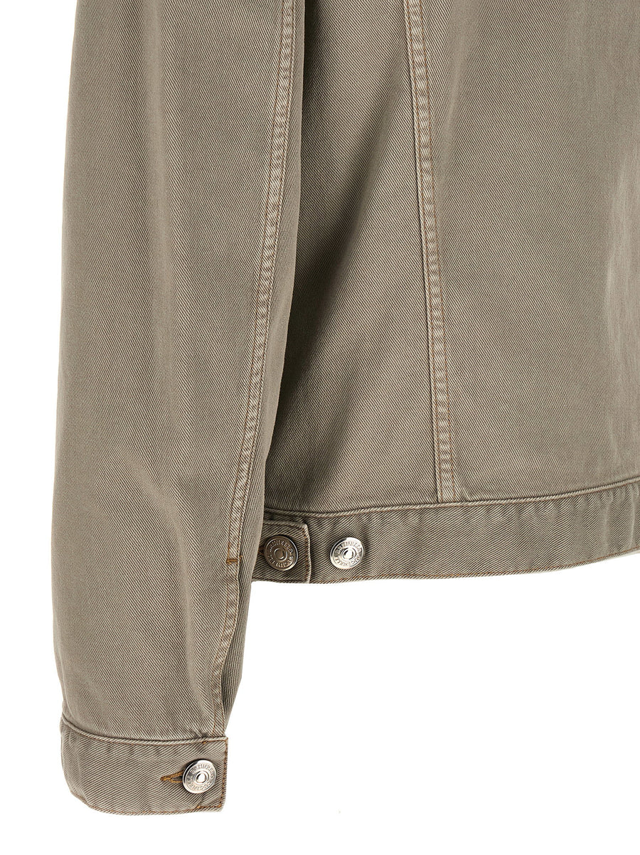 Brunello Cucinelli Gray Cotton Denim Jacket With Garment Dyed Finish