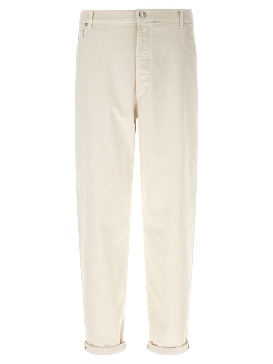 Brunello Cucinelli White Garment Dyed Denim Jeans