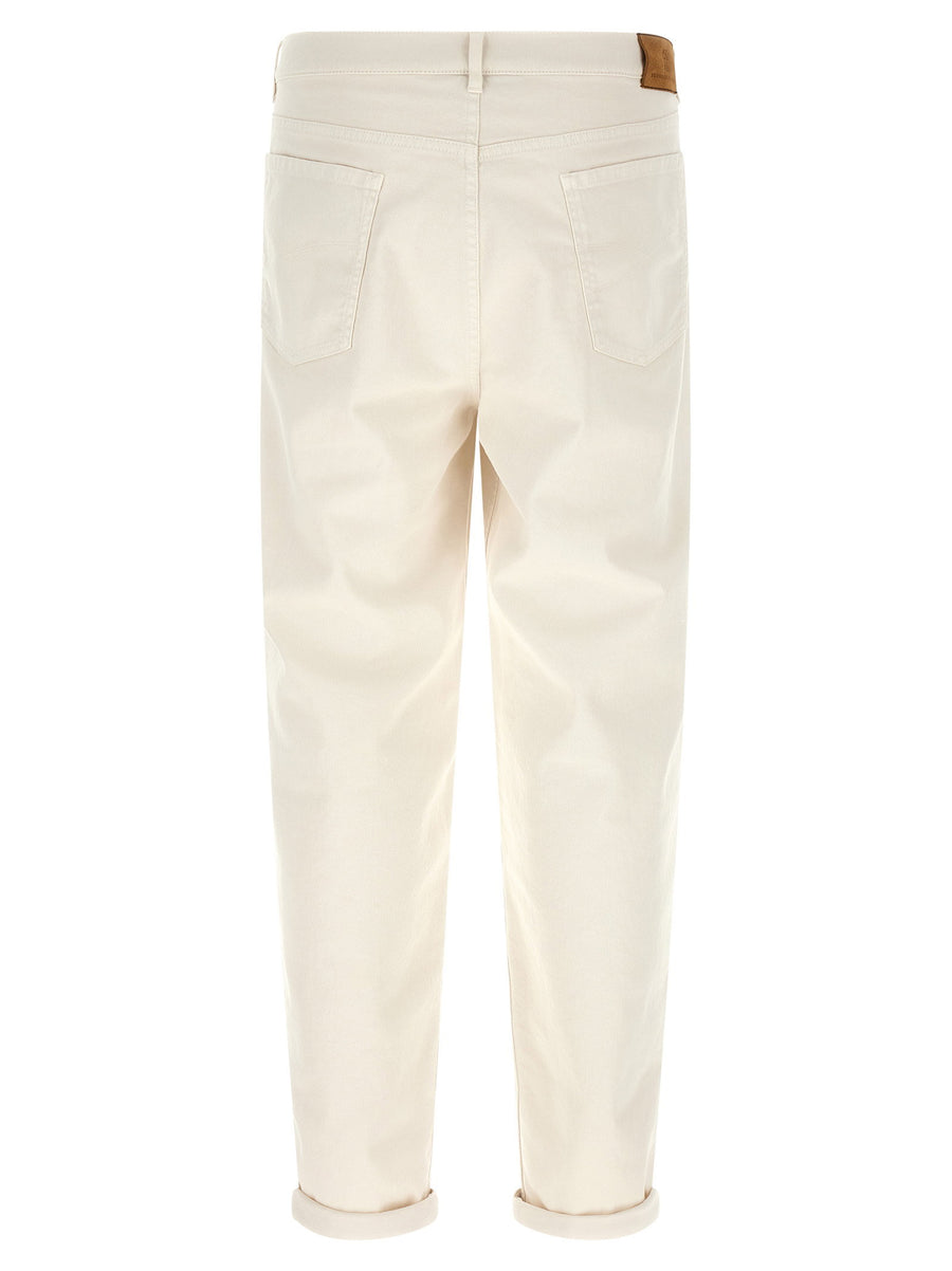 Brunello Cucinelli White Garment Dyed Denim Jeans