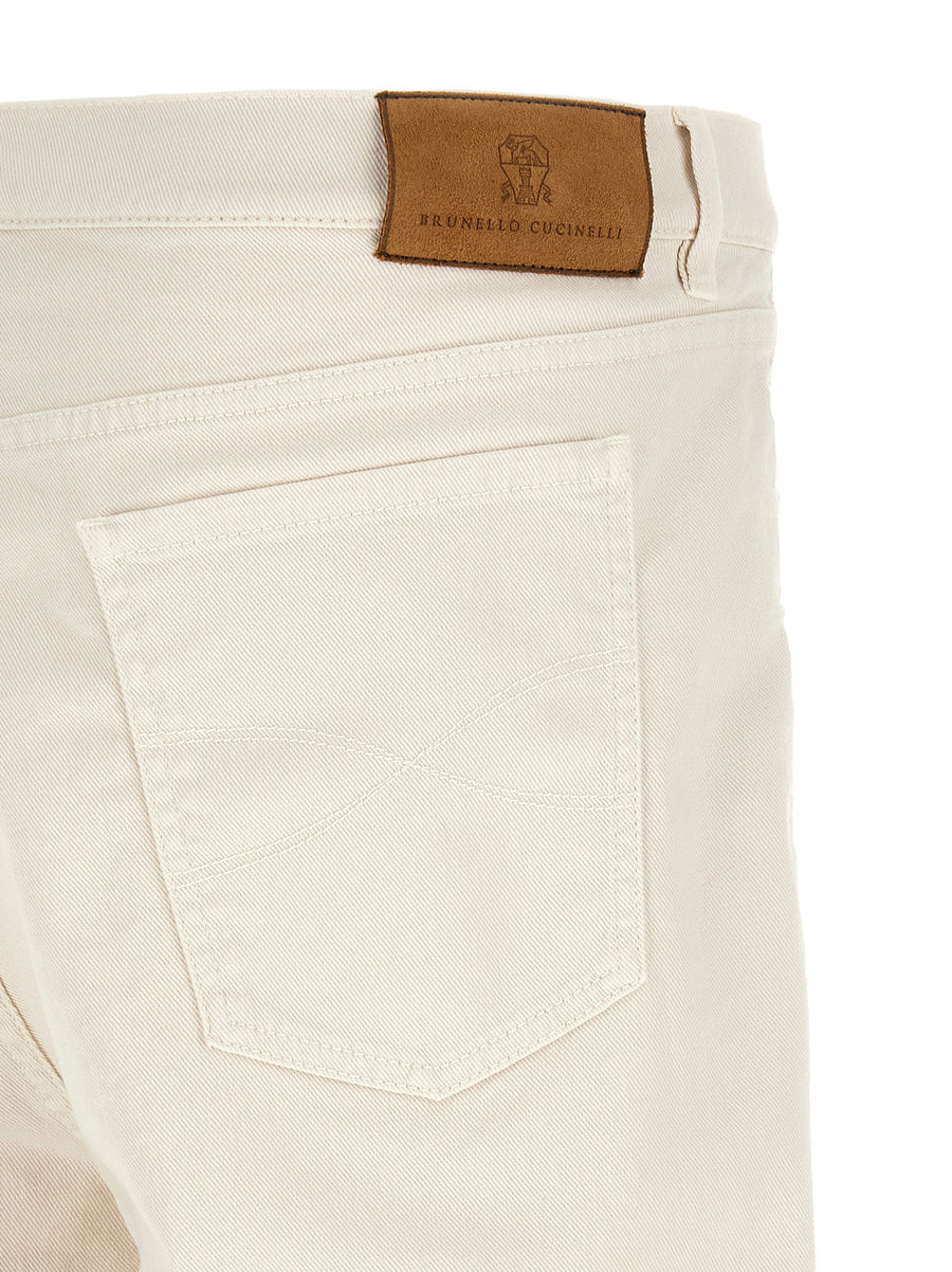 Brunello Cucinelli White Garment Dyed Denim Jeans