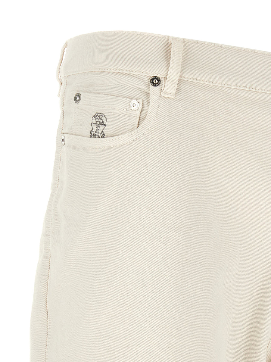 Brunello Cucinelli White Garment Dyed Denim Jeans