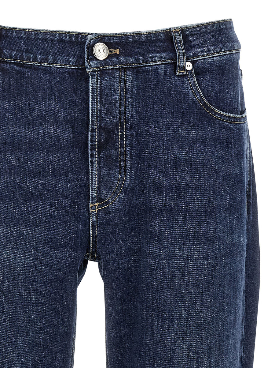 Brunello Cucinelli Logo Embroidery Stretch Jeans