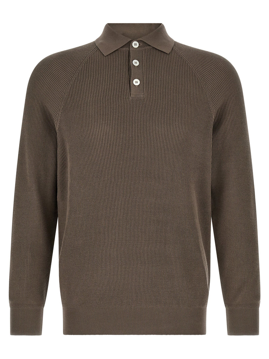 Brunello Cucinelli English Coast Polo Shirt For Women 100% Cotton Ribbed Knit All-Season Luxury
