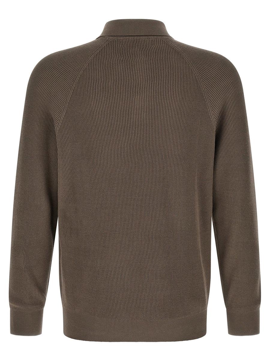 Brunello Cucinelli English Coast Polo Shirt For Women 100% Cotton Ribbed Knit All-Season Luxury