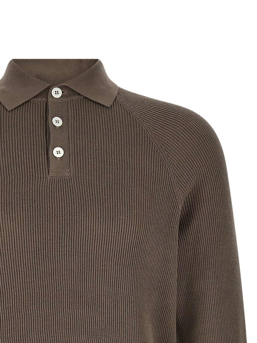 Brunello Cucinelli English Coast Polo Shirt For Women 100% Cotton Ribbed Knit All-Season Luxury