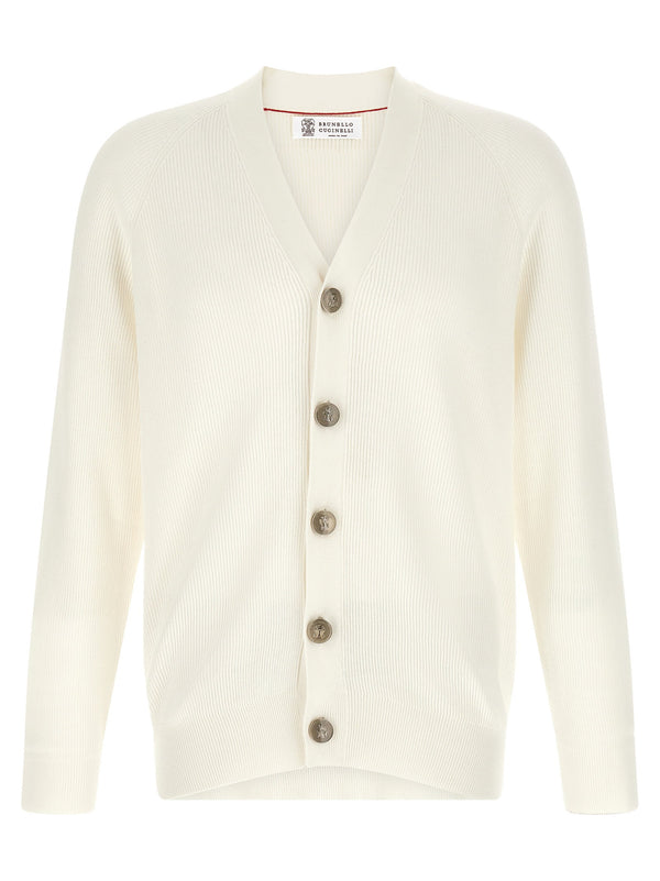 Brunello Cucinelli English Ribbed Cardigan Pure Cotton Knit for Luxurious Layering for Women