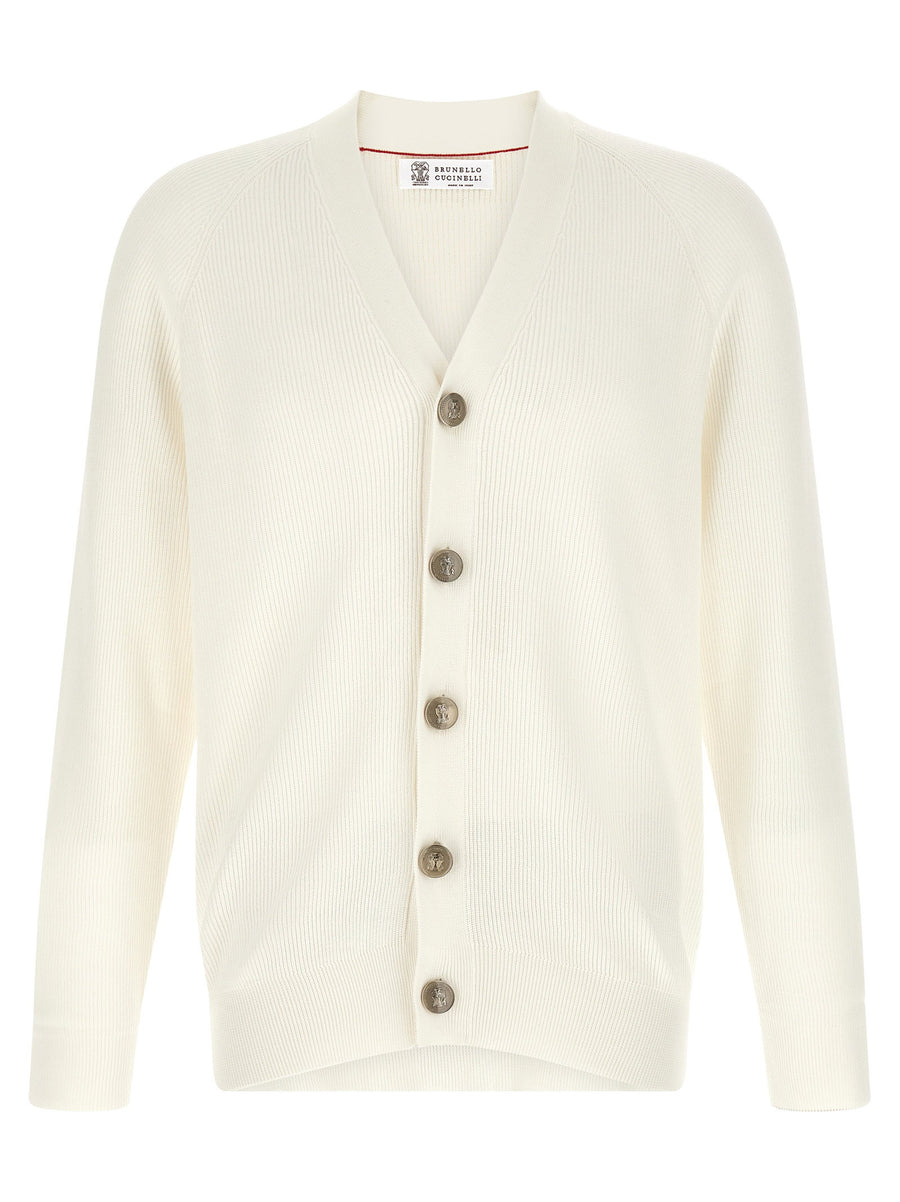 Brunello Cucinelli English Ribbed Cardigan Pure Cotton Knit for Luxurious Layering for Women