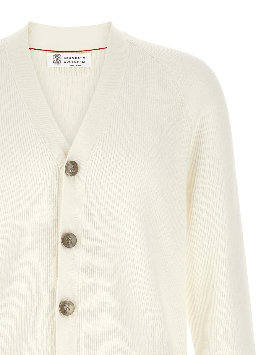 Brunello Cucinelli English Ribbed Cardigan Pure Cotton Knit for Luxurious Layering for Women