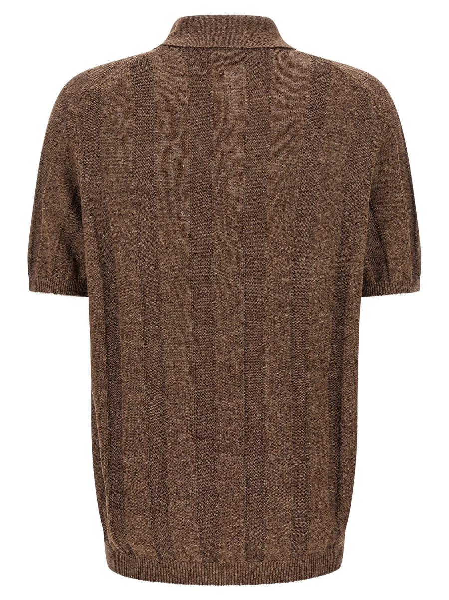 Brunello Cucinelli Wide Ribbed Polo Shirt