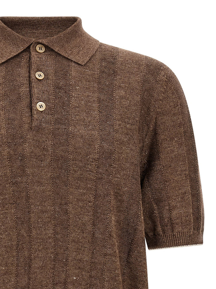 Brunello Cucinelli Wide Ribbed Polo Shirt