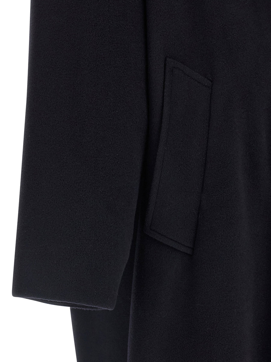 Isabel Marant Elise Coat for Women Premium Tailoring Black Wool Blend Long Double Breasted Shawl Collar