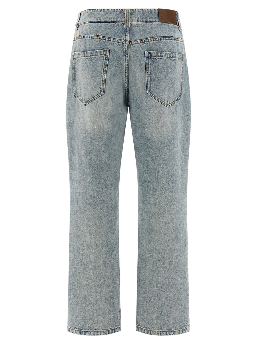 Brunello Cucinelli Retro Jeans For Women Luxury Light Blue 100 Percent Cotton Cropped High Waist Straight Leg