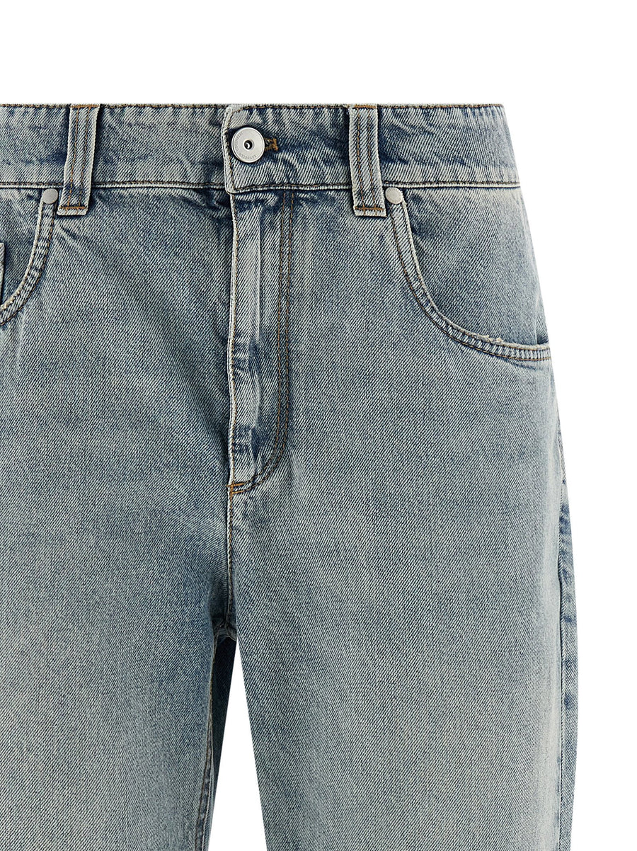 Brunello Cucinelli Retro Jeans For Women Luxury Light Blue 100 Percent Cotton Cropped High Waist Straight Leg
