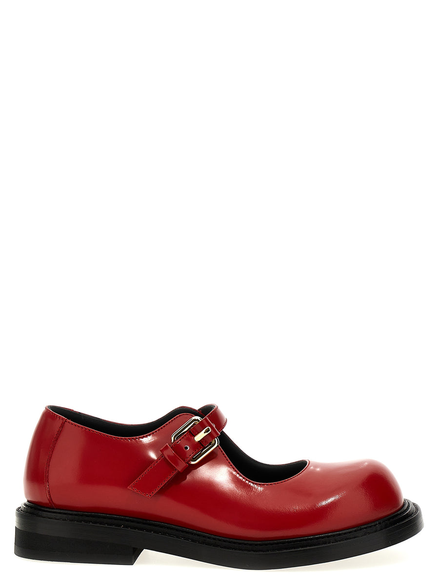 Moschino Mary Jane Flats Olivia Red Brushed Calfskin Leather For Women City Chic