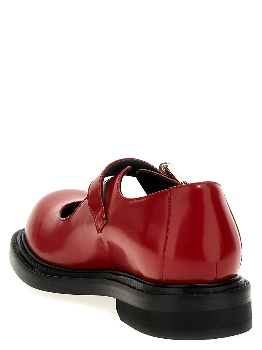 Moschino Mary Jane Flats Olivia Red Brushed Calfskin Leather For Women City Chic