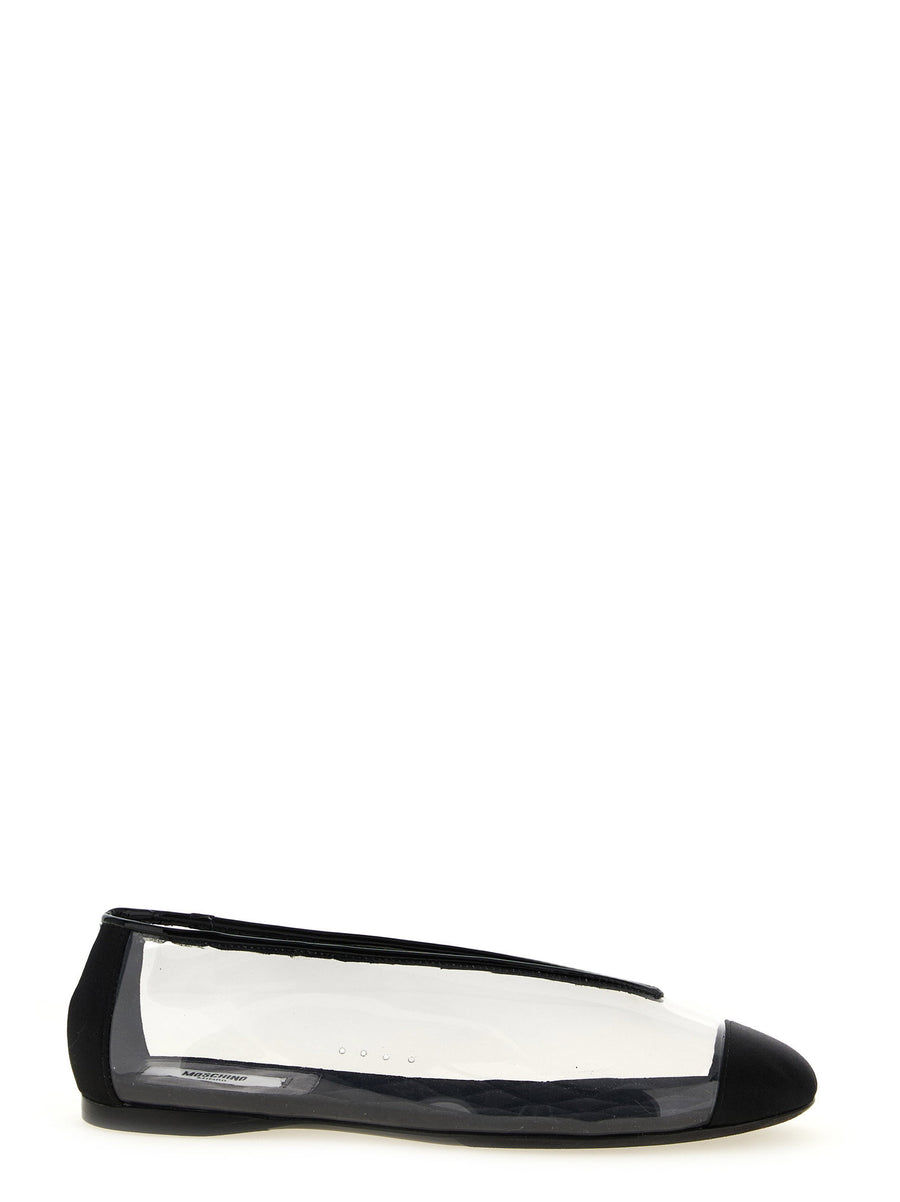 Moschino PVC Ballet Flats Featuring Satin Detail Leather Sole For Women Versatile Day To Night Luxurious