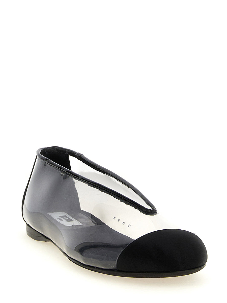 Moschino PVC Ballet Flats Featuring Satin Detail Leather Sole For Women Versatile Day To Night Luxurious