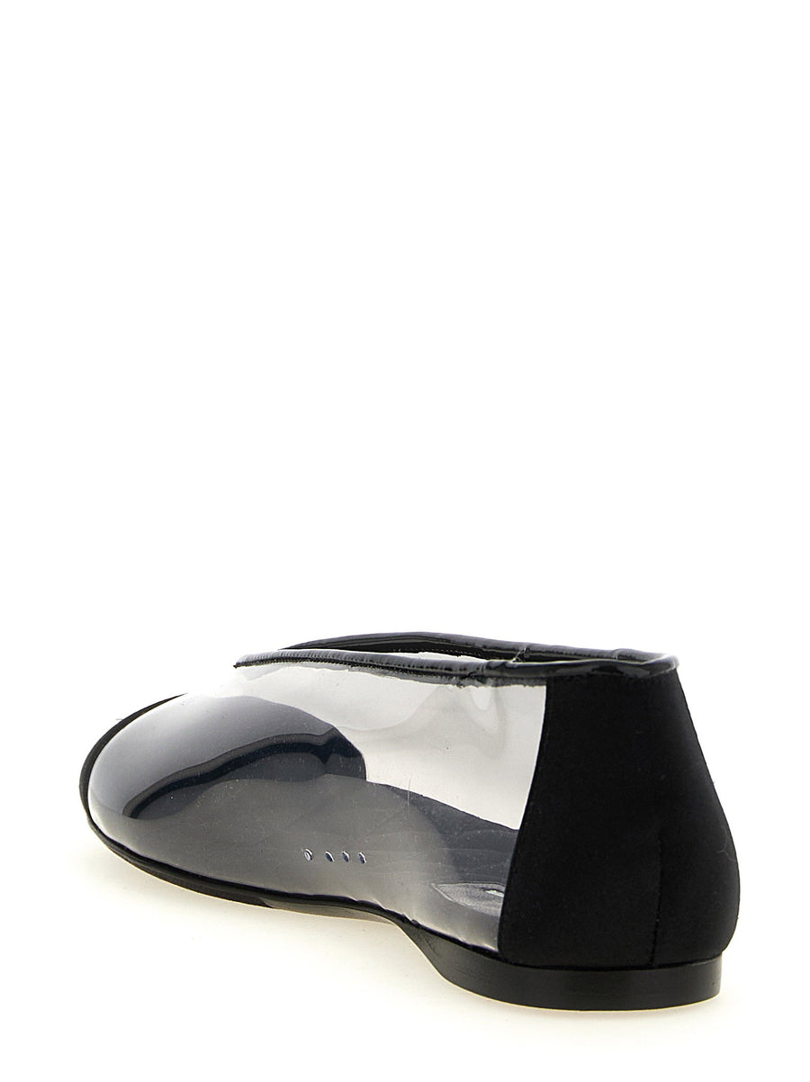 Moschino PVC Ballet Flats Featuring Satin Detail Leather Sole For Women Versatile Day To Night Luxurious