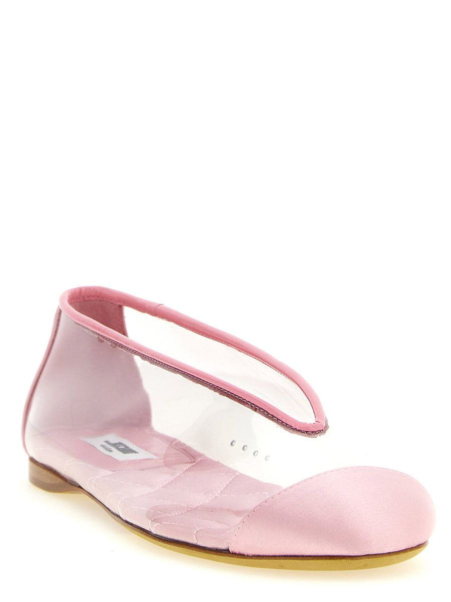 Moschino PVC Ballet Flats Pink Satin Details For Women Luxury Flat Shoes With Leather Sole