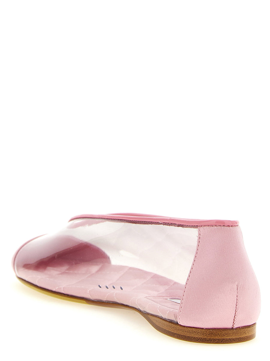 Moschino PVC Ballet Flats Pink Satin Details For Women Luxury Flat Shoes With Leather Sole