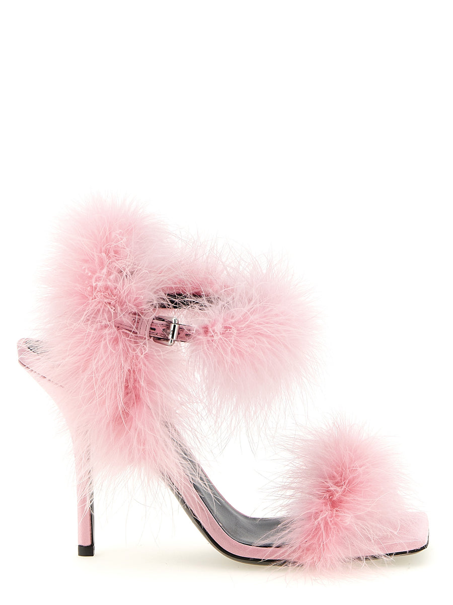 Moschino Pink Satin Sandals For Women With Adjustable Strap And Luxurious Square Toe