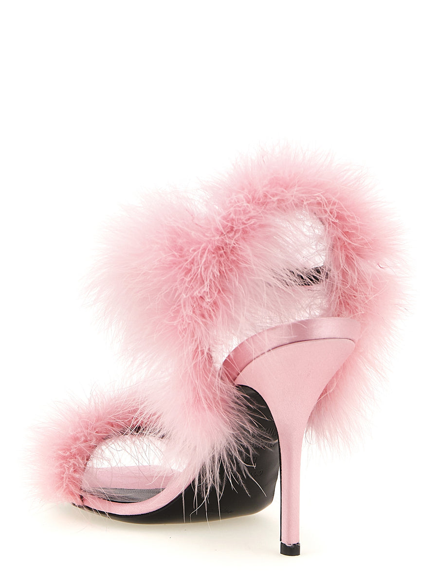 Moschino Pink Satin Sandals For Women With Adjustable Strap And Luxurious Square Toe