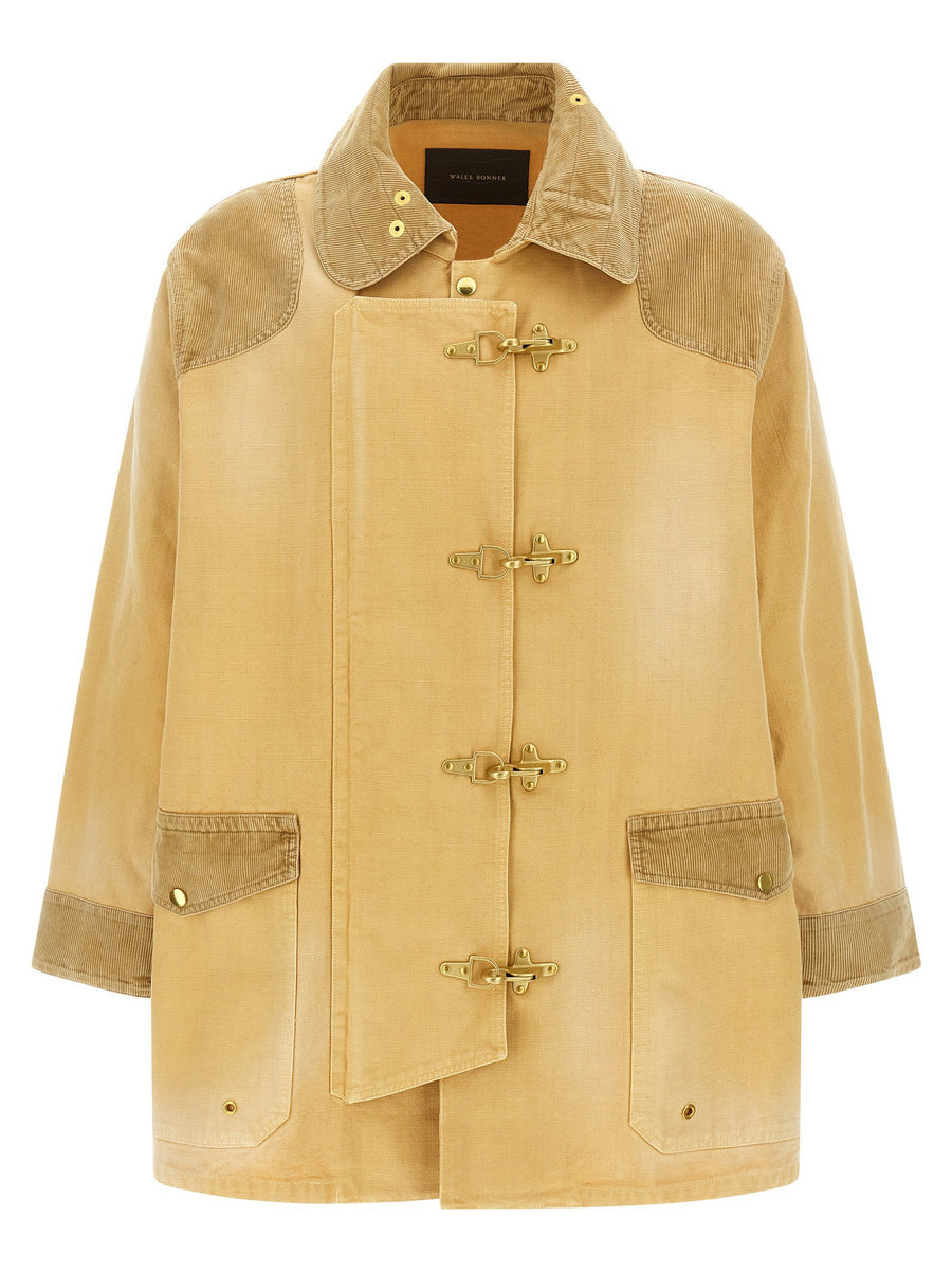 Wales Bonner Sierra Coat For Women Luxury Unlined Cotton Canvas With Tone On Tone Corduroy Panels