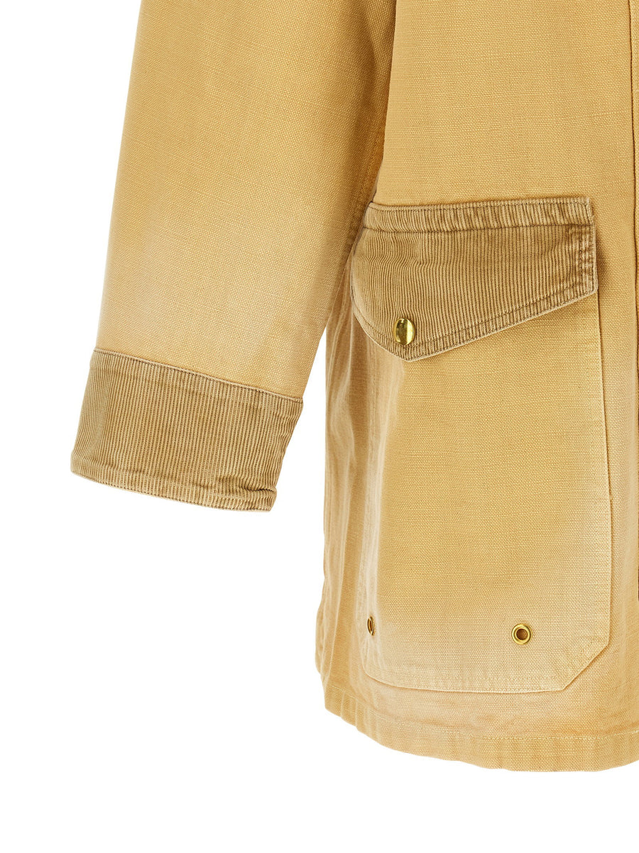 Wales Bonner Sierra Coat For Women Luxury Unlined Cotton Canvas With Tone On Tone Corduroy Panels