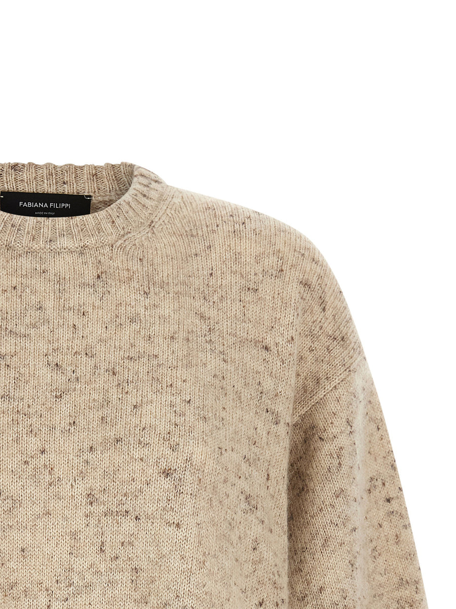Fabiana Filippi Melange Wool Blend Knit Top In Pink