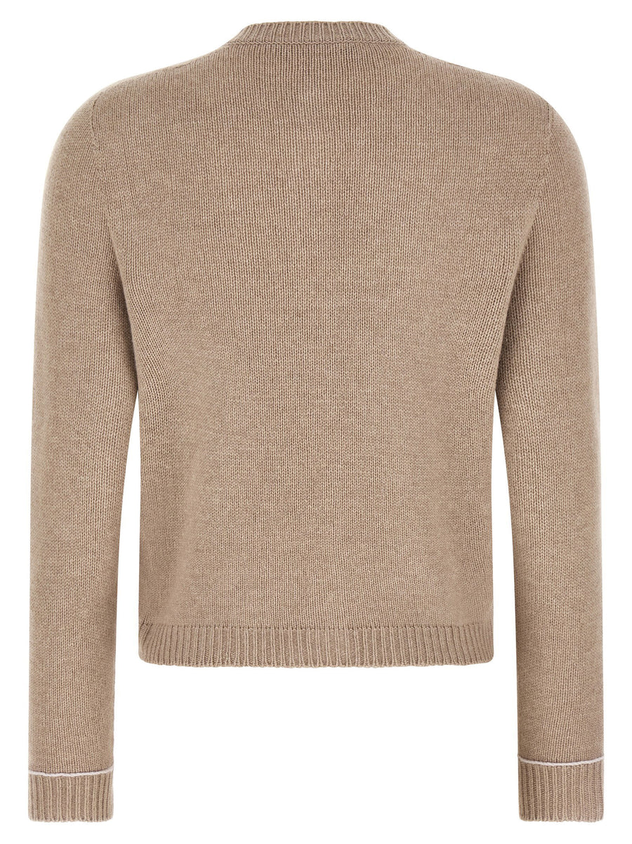 Fabiana Filippi Covered Buttons Cardigan In Beige Virgin Wool Silk Cashmere