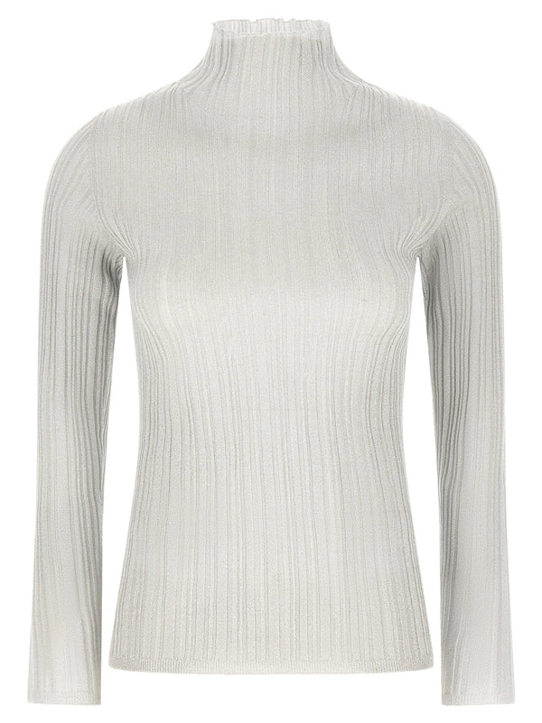Fabiana Filippi Lamé Thread Sweater Pearl Gray Viscose Blend Slim Fit Topwear