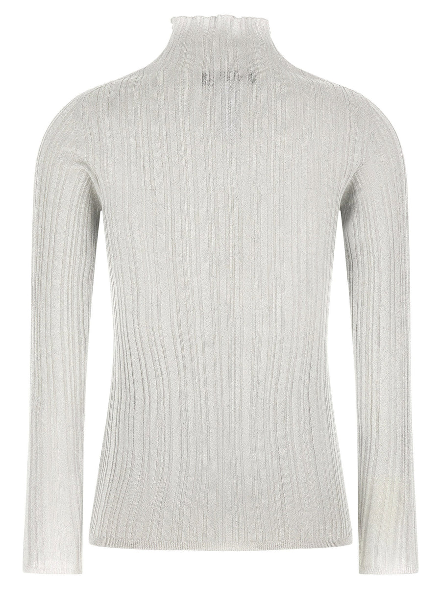 Fabiana Filippi Lamé Thread Sweater Pearl Gray Viscose Blend Slim Fit Topwear