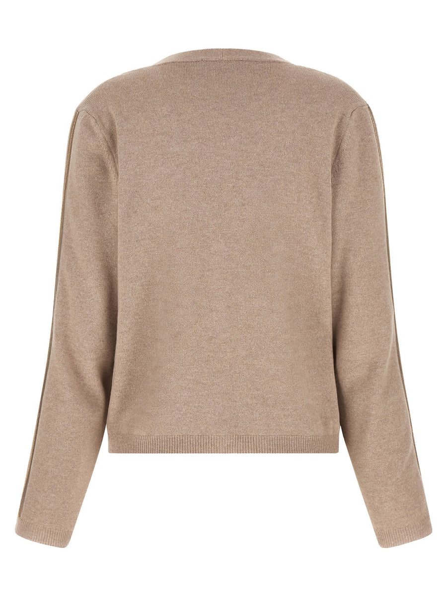Fabiana Filippi Filo Diamante Cardigan Beige Virgin Wool Silk Cashmere