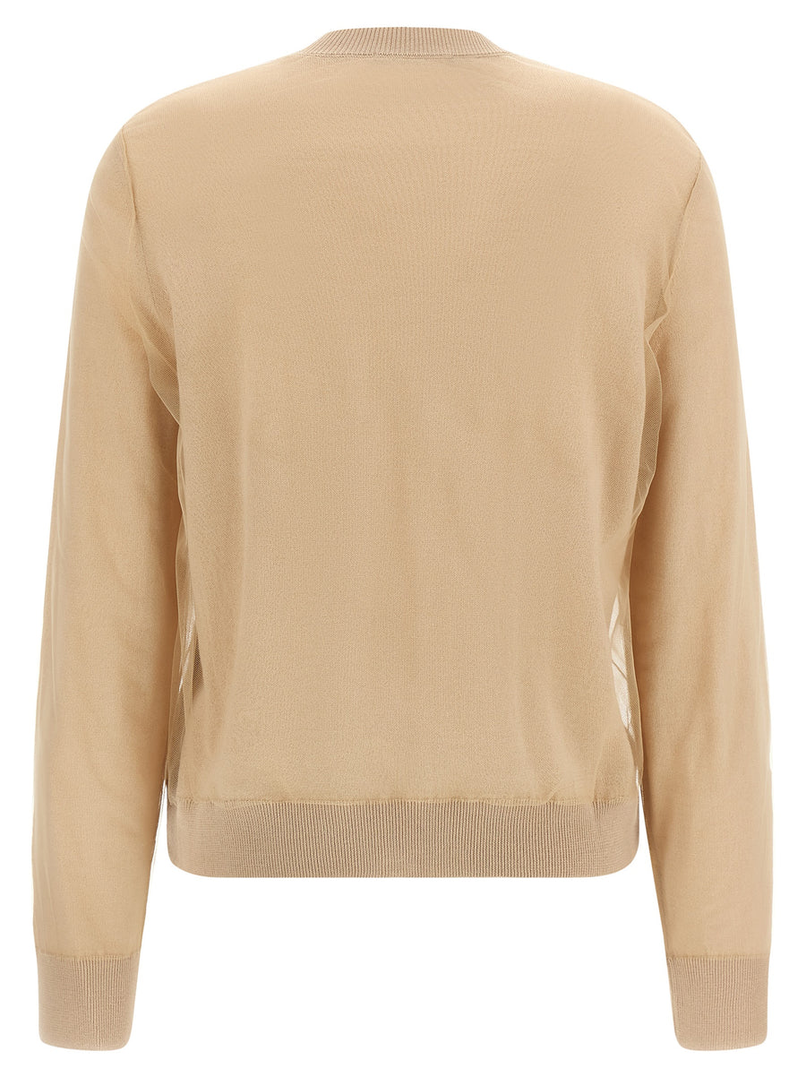 Fabiana Filippi Tulle Cardigan Luxury Wool Blend With Double Layer Texture For Women