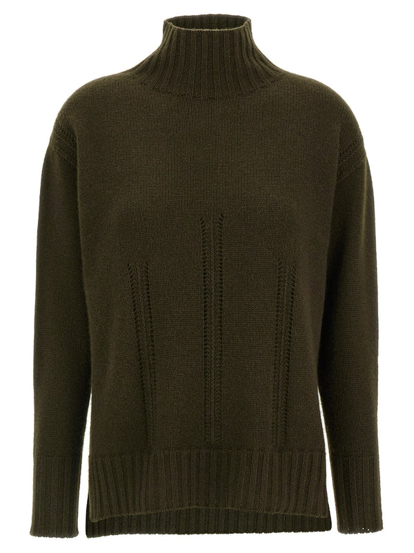 Tom Ford Green Cashmere Cotton Knit Sweater With Perforated Details