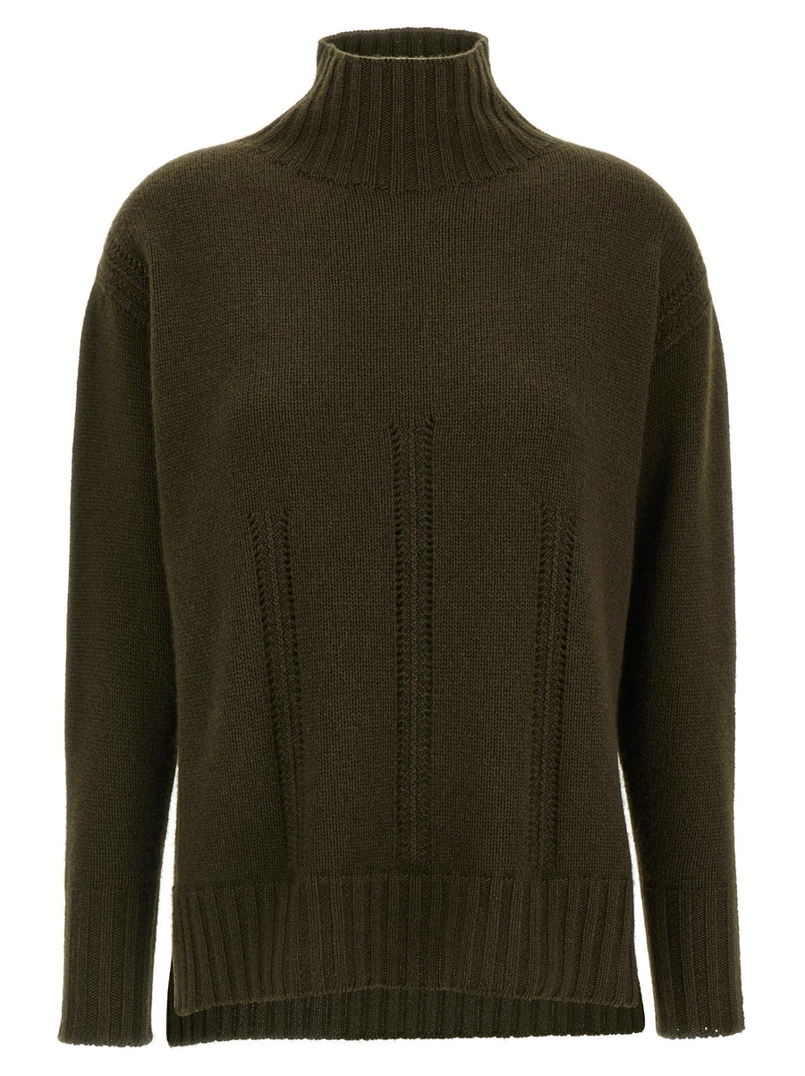 Tom Ford Green Cashmere Cotton Knit Sweater With Perforated Details