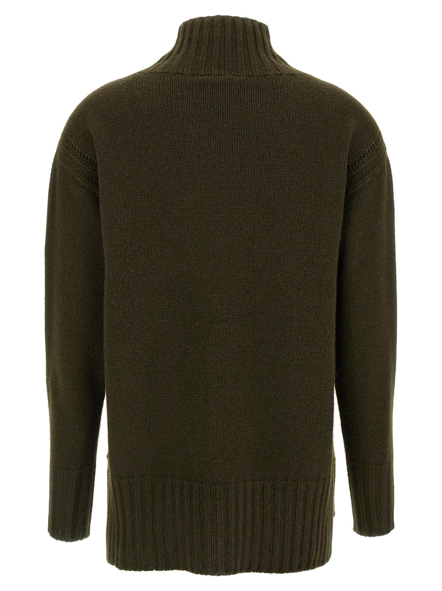 Tom Ford Green Cashmere Cotton Knit Sweater With Perforated Details