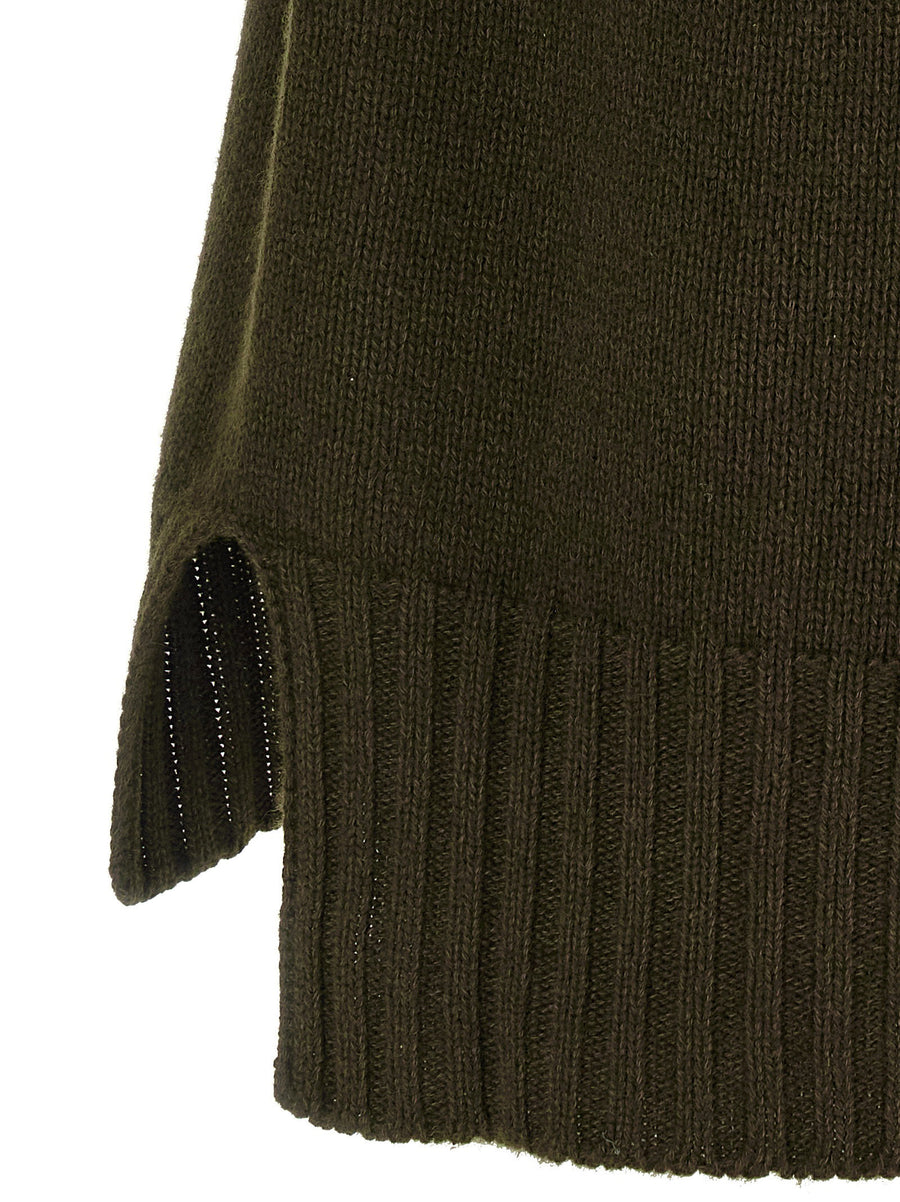 Tom Ford Green Cashmere Cotton Knit Sweater With Perforated Details