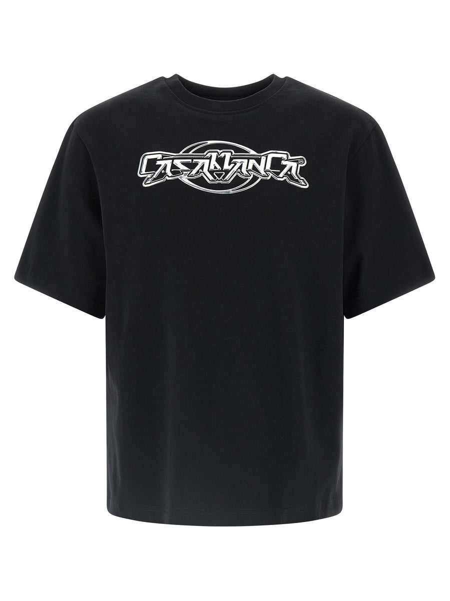 Casablanca Chrome T Shirt For Men Relaxed Fit All Day Comfort Front 3D Logo Organic Cotton