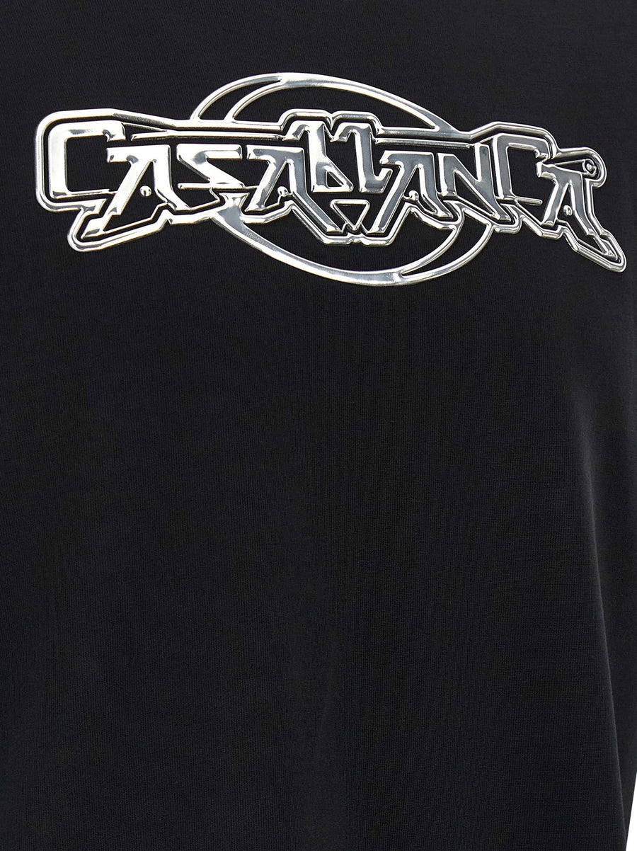 Casablanca Chrome T Shirt For Men Relaxed Fit All Day Comfort Front 3D Logo Organic Cotton