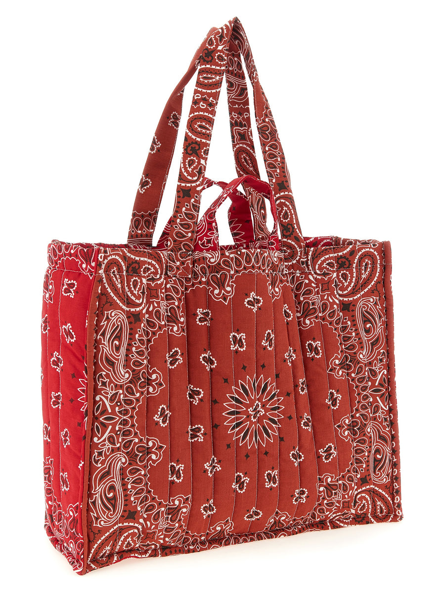 Call It By Your Name Cabas Maxi Shopping Bag Quilted Red Bandana Print For Women Daily Use