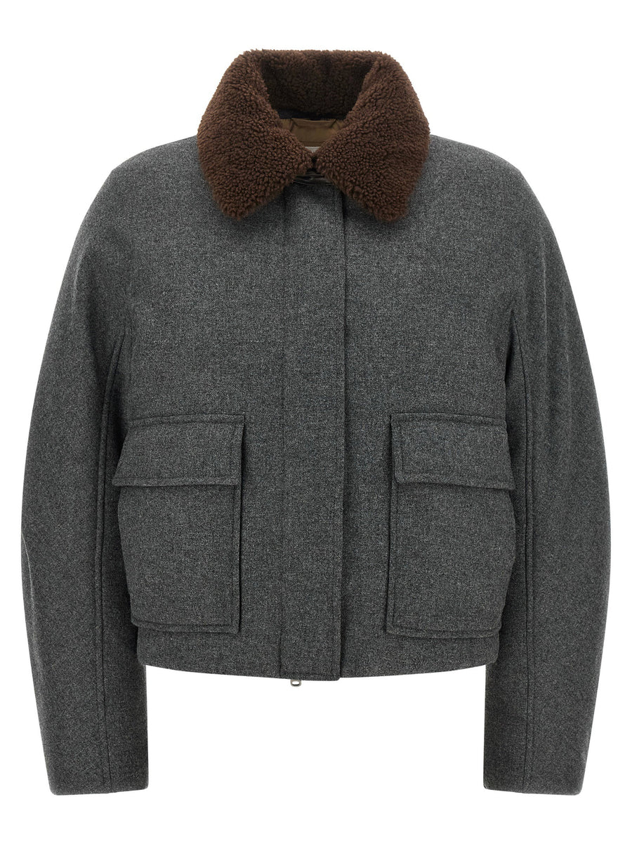 Brunello Cucinelli Shearling Collar Cropped Jacket