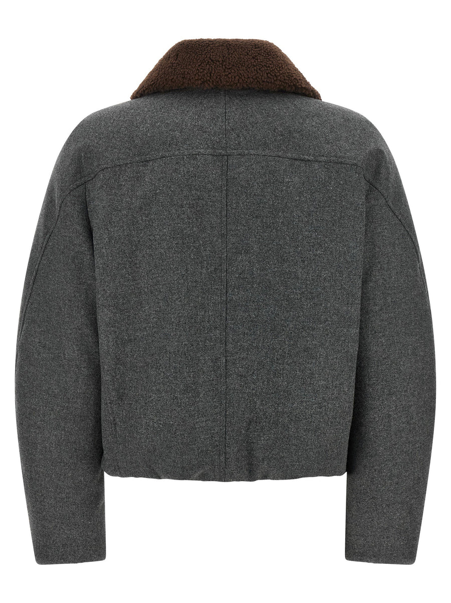 Brunello Cucinelli Shearling Collar Cropped Jacket