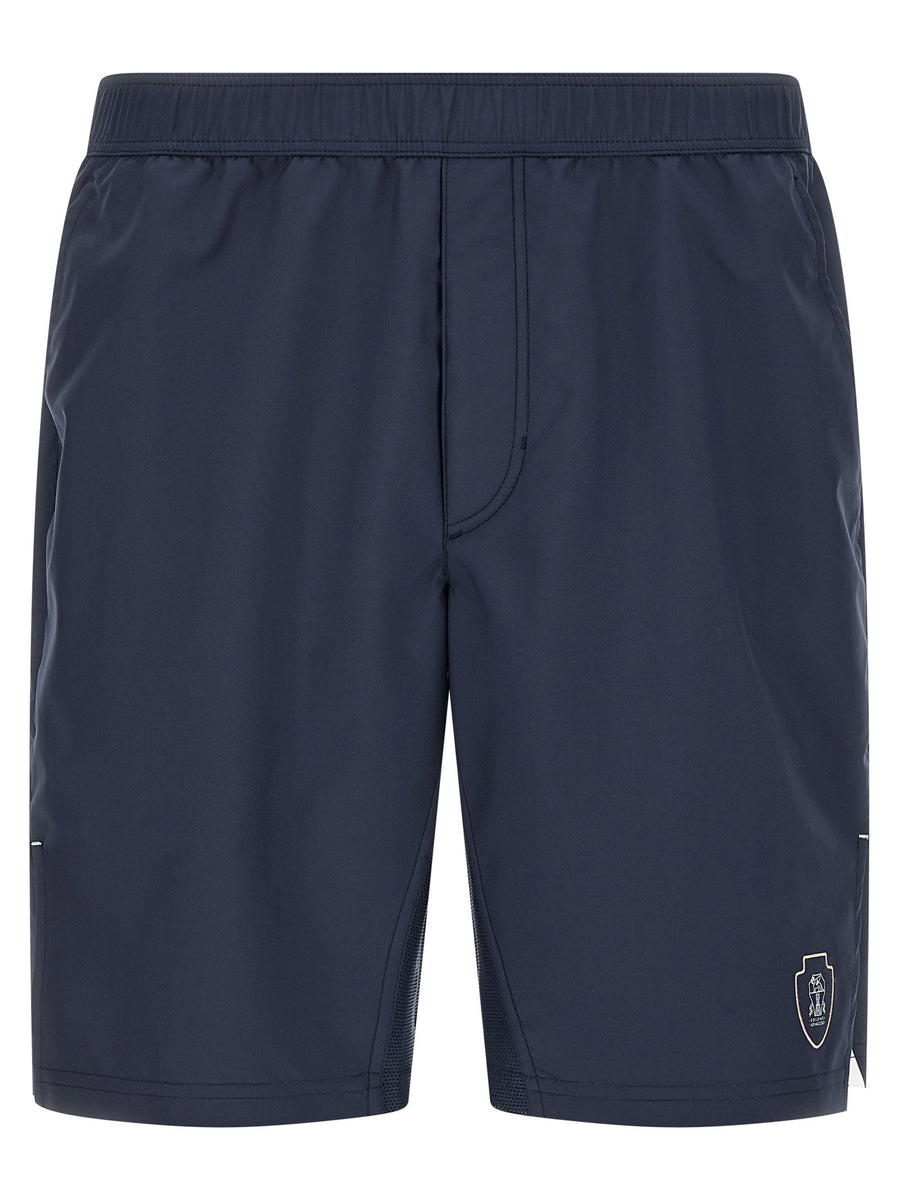 Brunello Cucinelli Tennis Bermuda Shorts For Men Premium Luxury Performance Fabric With Embroidered Logo