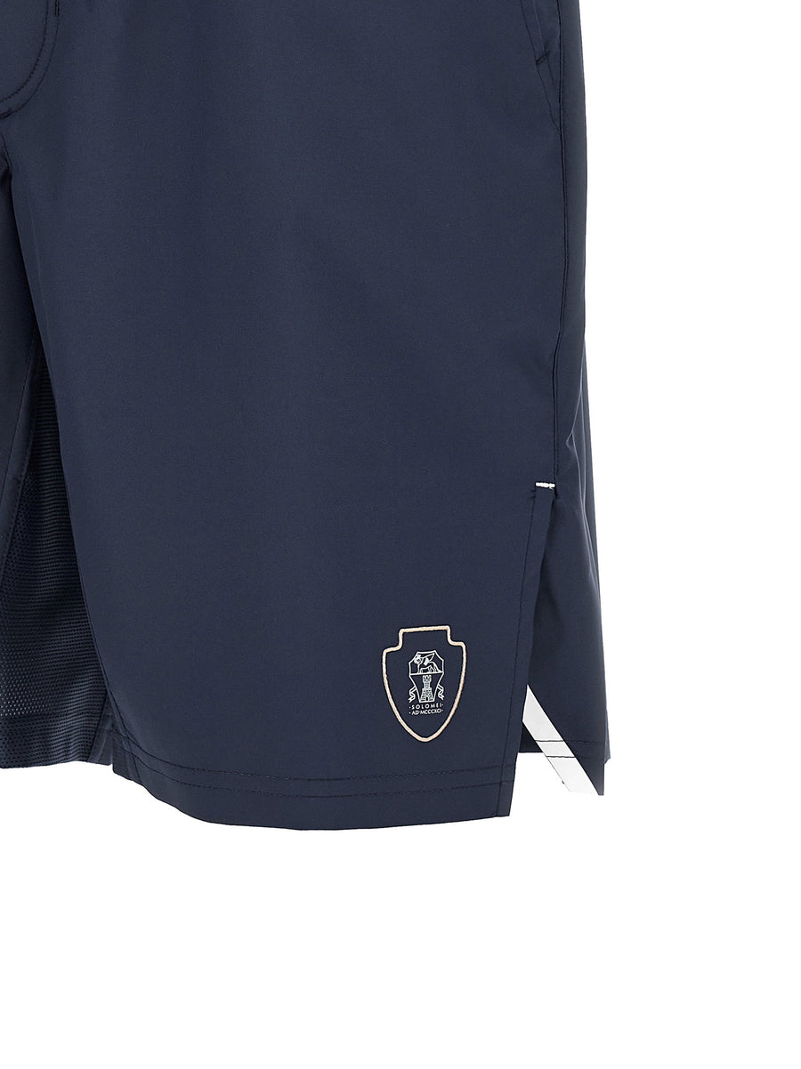 Brunello Cucinelli Tennis Bermuda Shorts For Men Premium Luxury Performance Fabric With Embroidered Logo