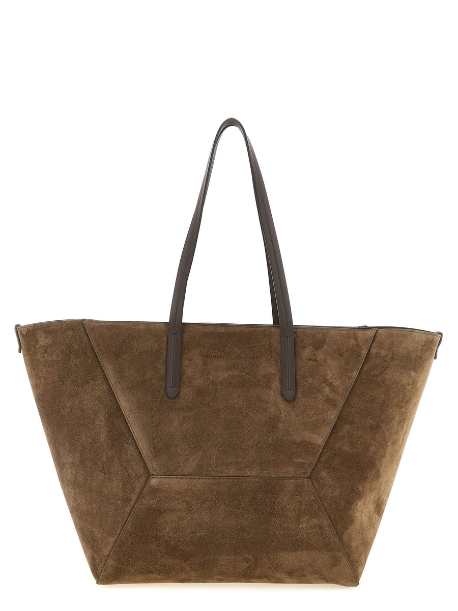 Brunello Cucinelli BC Duo Maxi Shoulder Bag Luxurious Suede With Removable Clutch For Women Day To Night