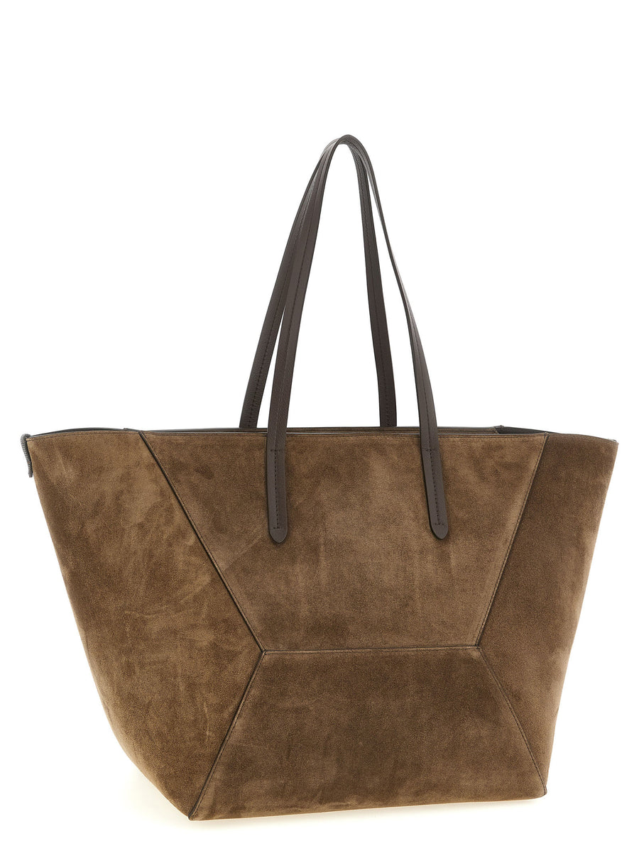 Brunello Cucinelli BC Duo Maxi Shoulder Bag Luxurious Suede With Removable Clutch For Women Day To Night