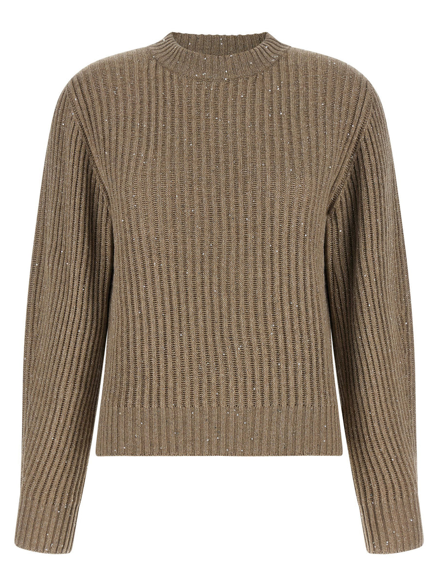 Brunello Cucinelli Sparkling Sweater Luxurious Cashmere Wool Blend With Lamé Thread And Sequins For Women